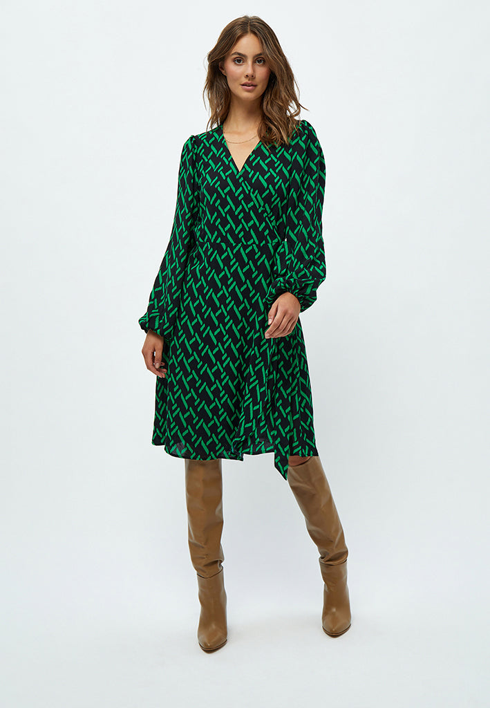 Peppercorn Lou Wrap Dress Dress 3205P Bright Green Print