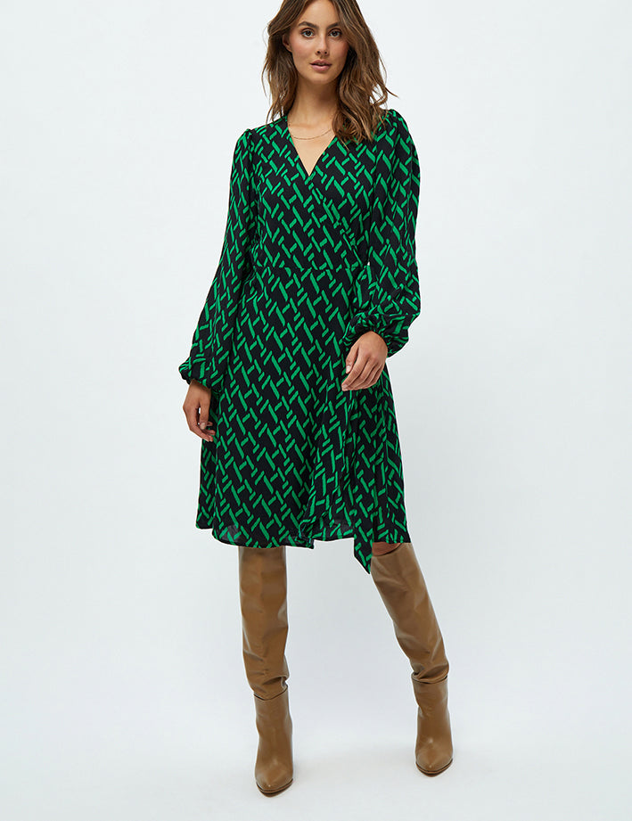 Peppercorn Lou Wrap Dress Dress 3205P Bright Green Print