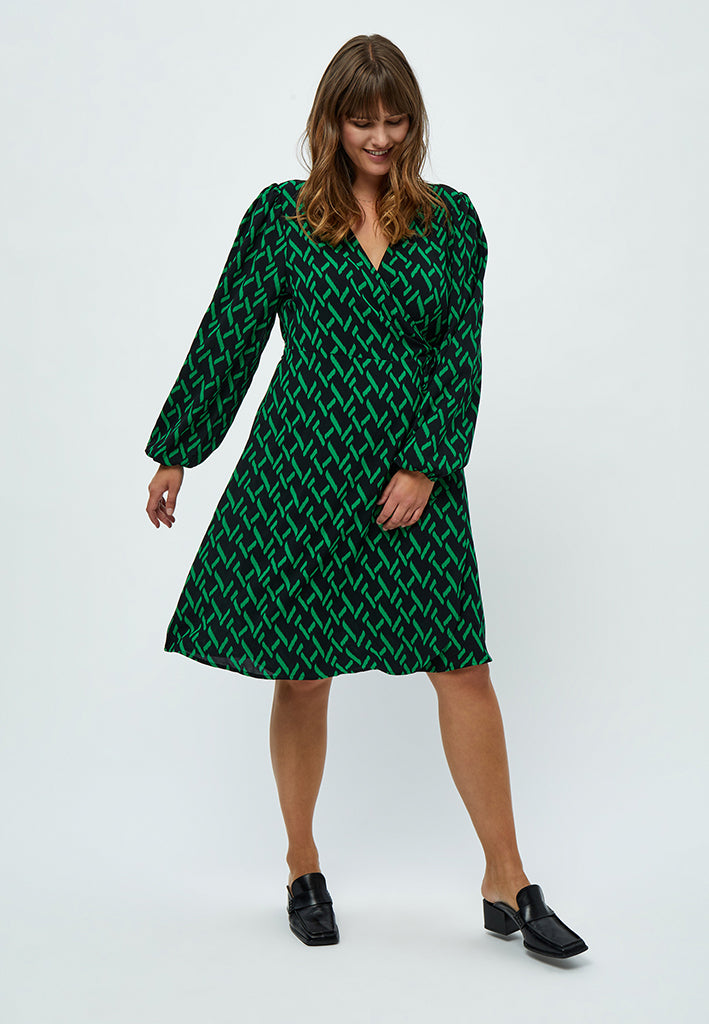 Peppercorn Lou Wrap Dress Curve Dress 3205P Bright Green Print