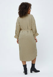 Peppercorn Lykke Sabia Mid Length Dress Curve Dress 9380C Warm Sand Checked