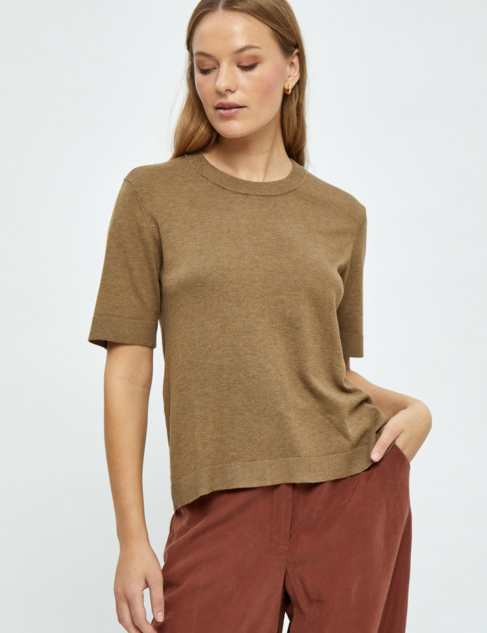 Minus MSAnnamia Oversize Knit T-Shirt 5944M Ermine Brown Melange