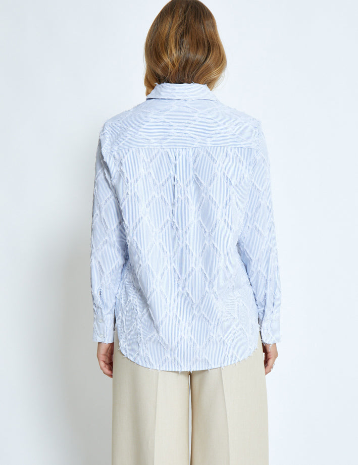 Minus MSAstra Oversize Shirt Shirt 1048S Ice Blue Stripe