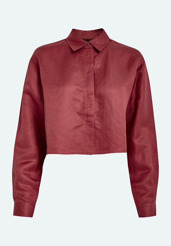 Minus MSAuguste Cropped Linen Shirt Shirt 6990 Barn Red