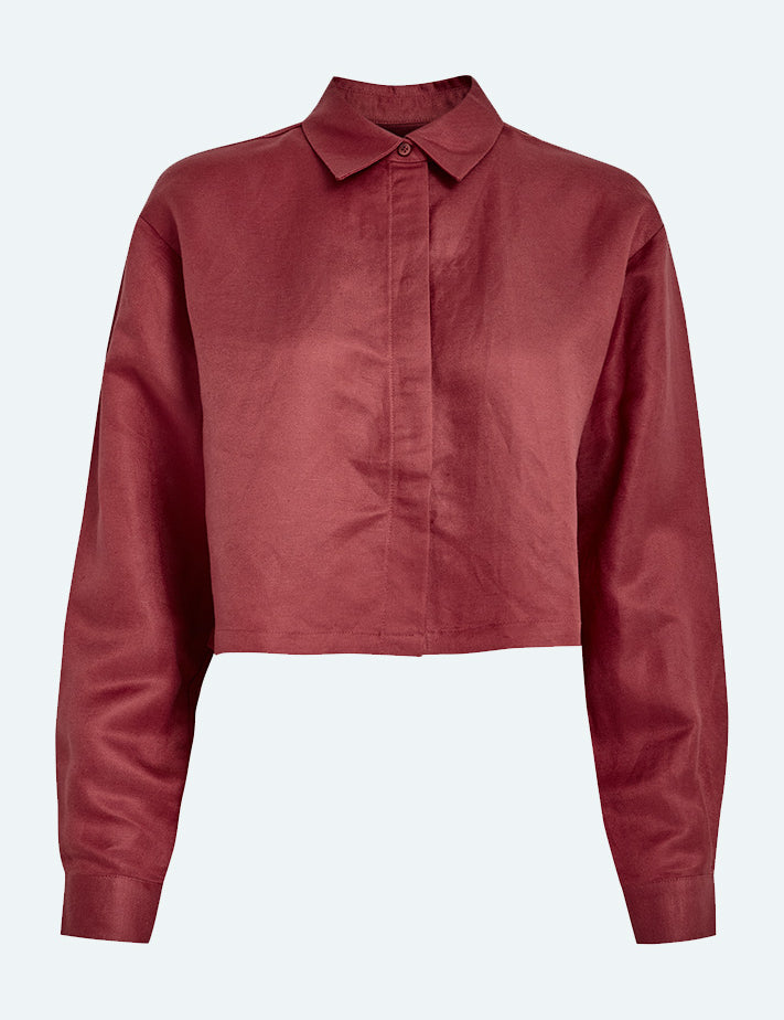 Minus MSAuguste Cropped Linen Shirt Shirt 6990 Barn Red