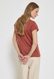Minus MSCarlina Knit T-Shirt T-Shirt 6990MET Barn Red Met.
