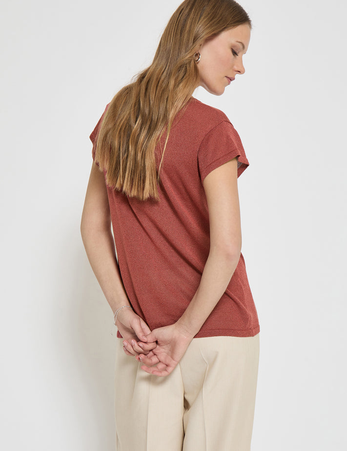 Minus MSCarlina Knit T-Shirt T-Shirt 6990MET Barn Red Met.