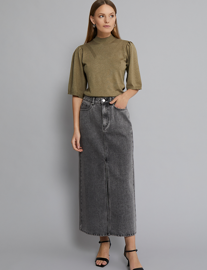 Minus MSDina Nova Midi Skirt Skirt 9300 LIGHT GREY WASH