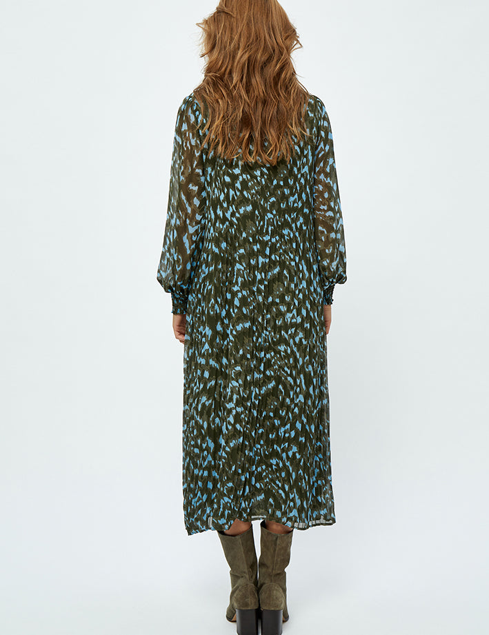 Minus MSEria Smock Long Dress Dress 3797P Ivy Green Print