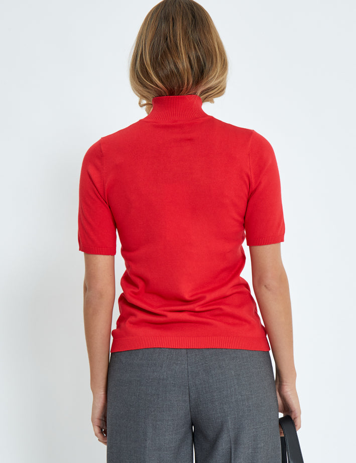 Minus MSLima Roll Neck Knit T-Shirt 4175 Tomato