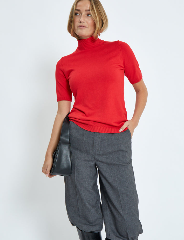 Minus MSLima Roll Neck Knit T-Shirt 4175 Tomato