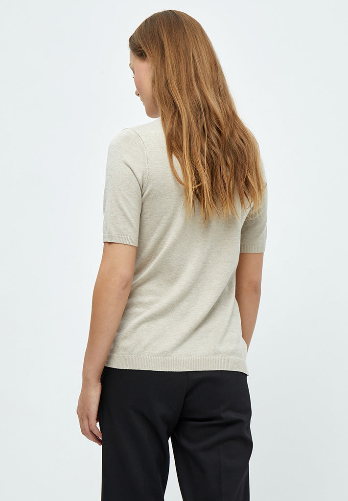 Minus MSLima Roll Neck Knit T-Shirt 9015M Sand Gray Melange