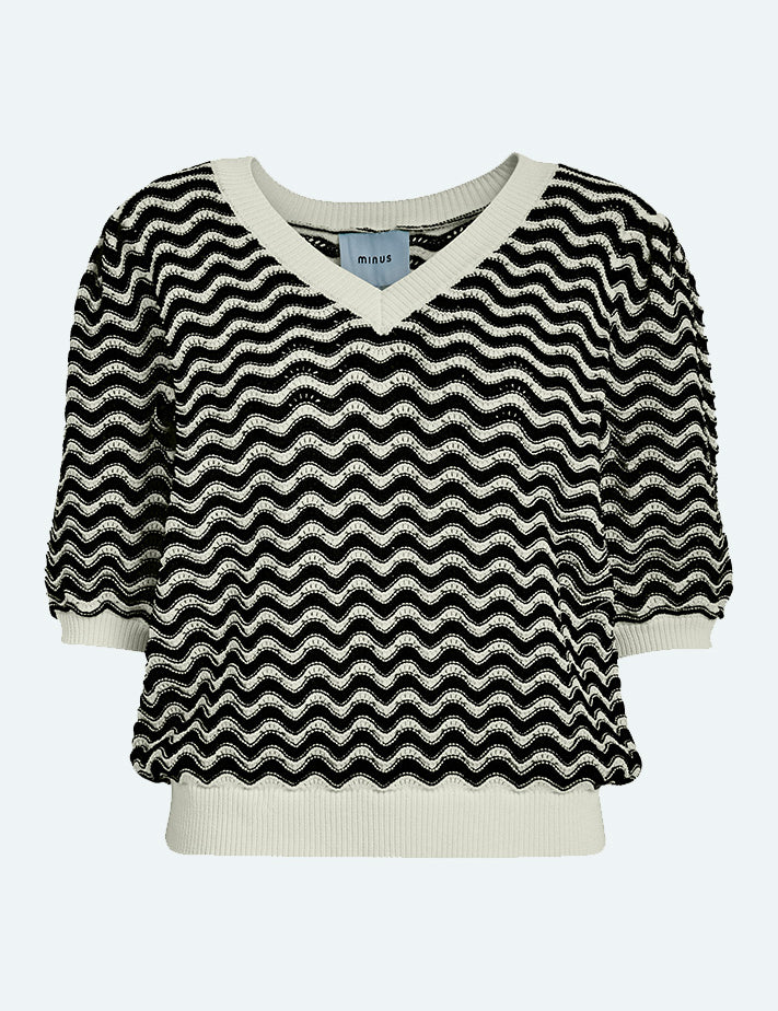 Minus MSMaika Knit T-Shirt T-Shirt 100S Black Striped