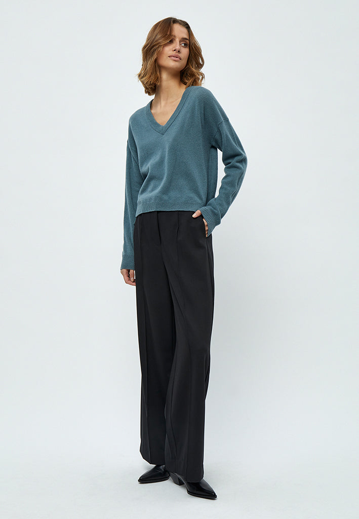 Minus MSMajsa V- Neck Knit Pullover Pullover 1043 Citadel Blue