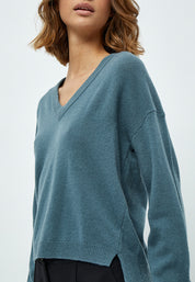 Minus MSMajsa V- Neck Knit Pullover Pullover 1043 Citadel Blue