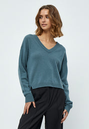 Minus MSMajsa V- Neck Knit Pullover Pullover 1043 Citadel Blue