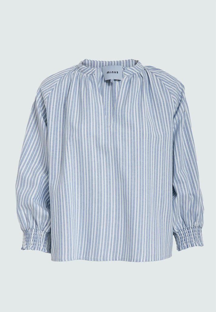 Minus MSRinea Blouse Blouse 1048S Ice Blue Stripe