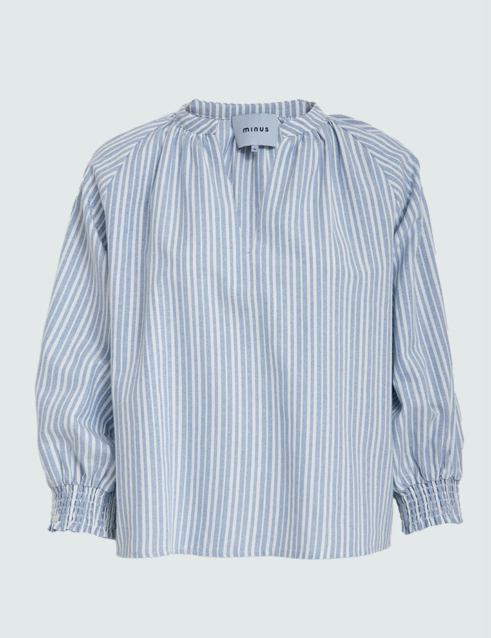 Minus MSRinea Blouse Blouse 1048S Ice Blue Stripe