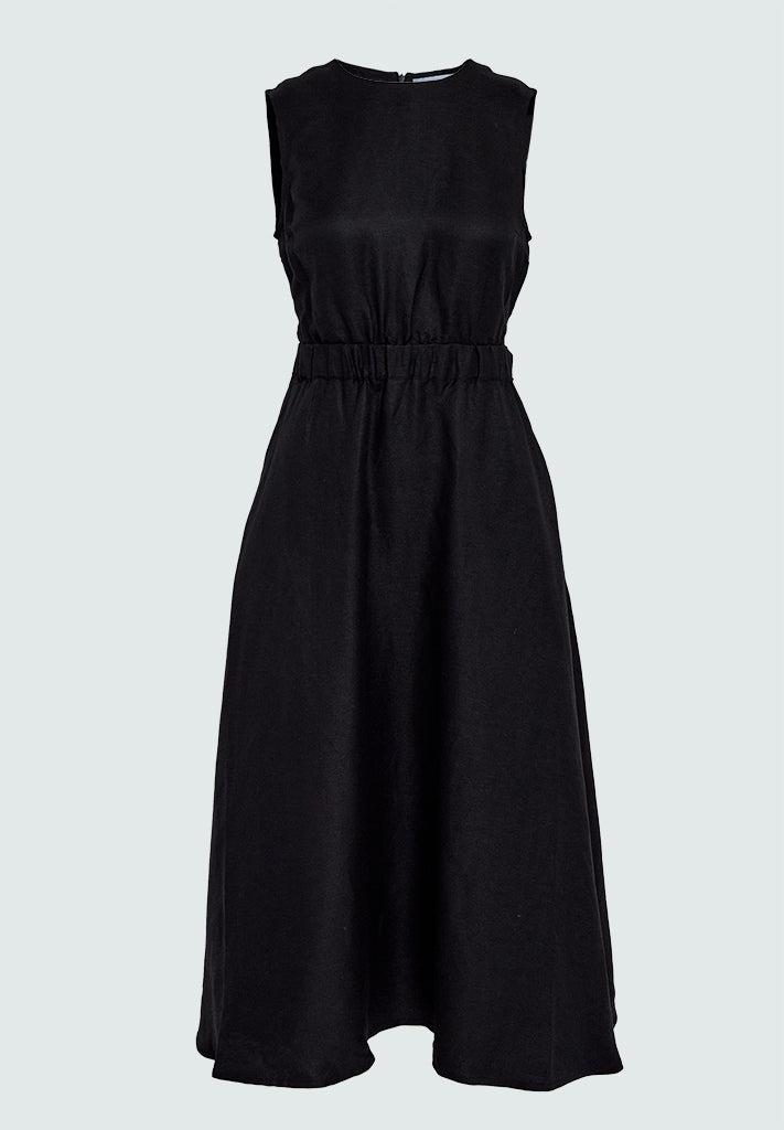 Minus MSSabbi Midi Linen Dress Dress 100 Black