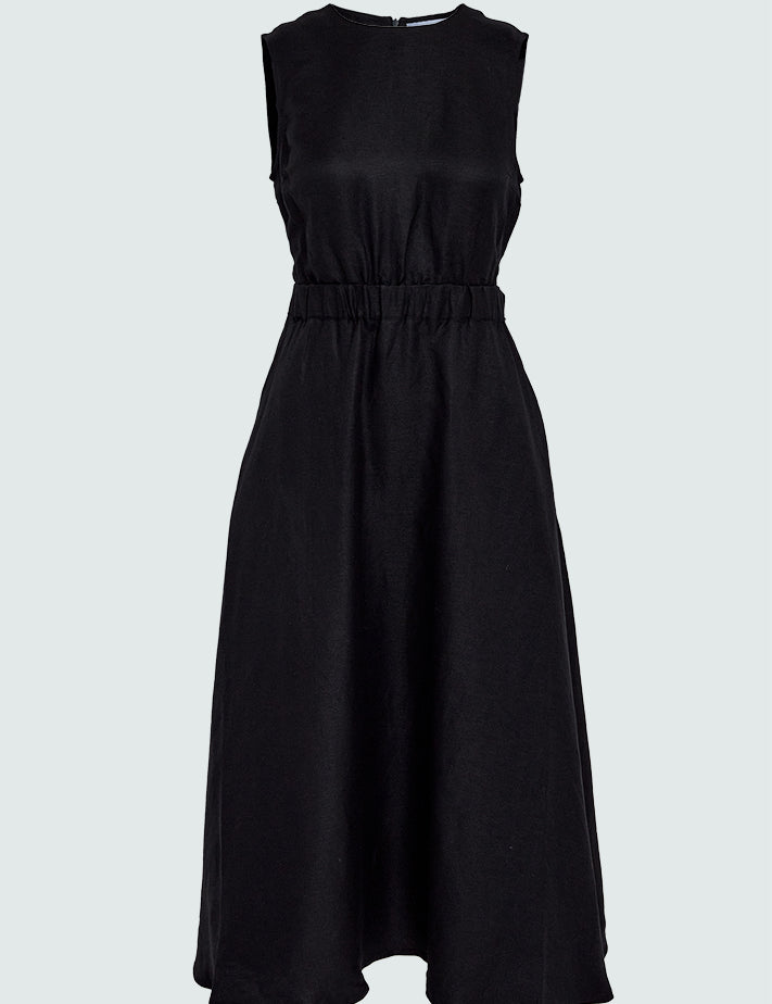 Minus MSSabbi Midi Linen Dress Dress 100 Black