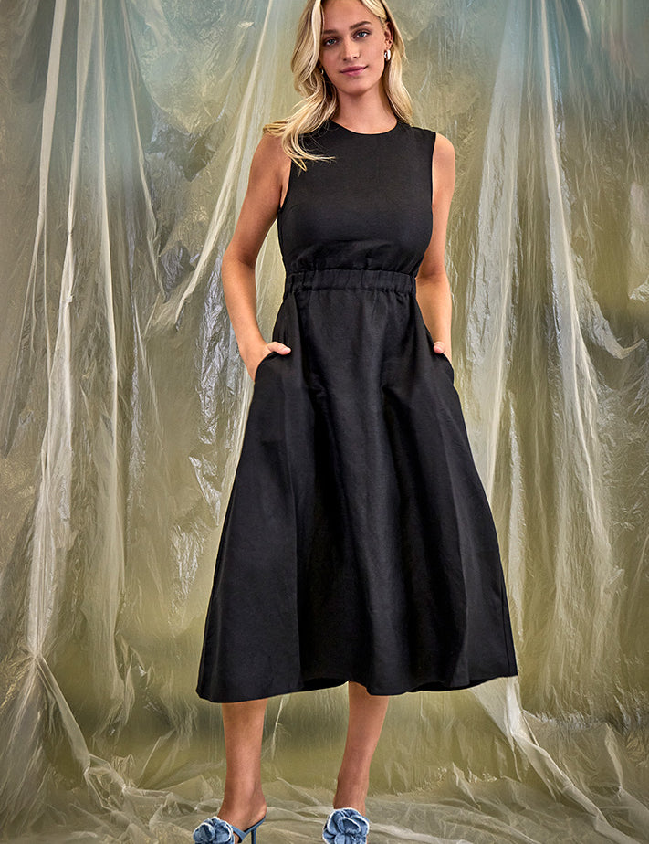 Minus MSSabbi Midi Linen Dress Dress 100 Black
