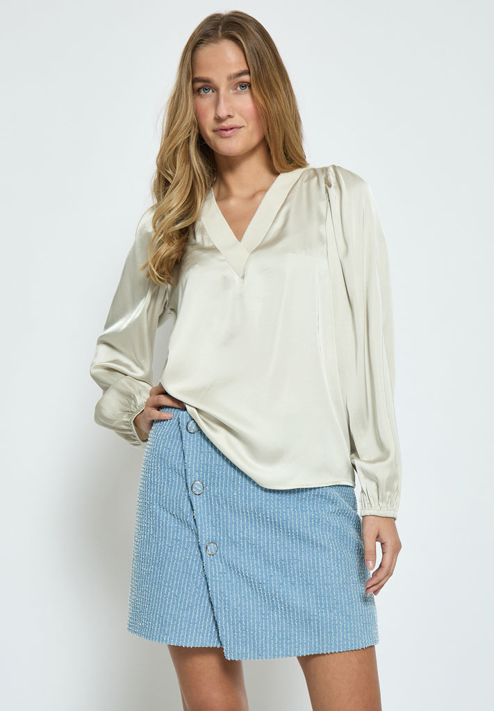 Minus MSSelva V Blouse Blouse 0175 Light Birch