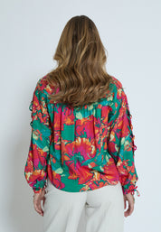 Minus MSThilda V Blouse Blouse 7220P Teaberry Pink Print