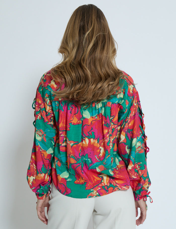 Minus MSThilda V Blouse Blouse 7220P Teaberry Pink Print