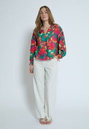 Minus MSThilda V Blouse Blouse 7220P Teaberry Pink Print