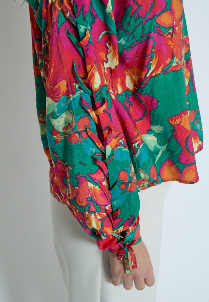 Minus MSThilda V Blouse Blouse 7220P Teaberry Pink Print