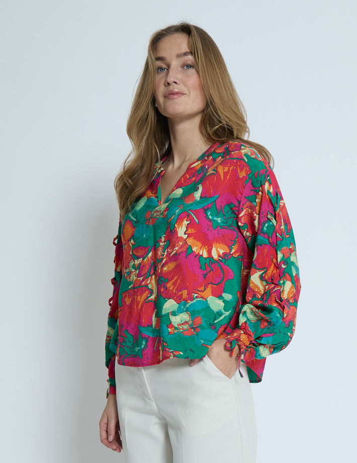 Minus MSThilda V Blouse Blouse 7220P Teaberry Pink Print