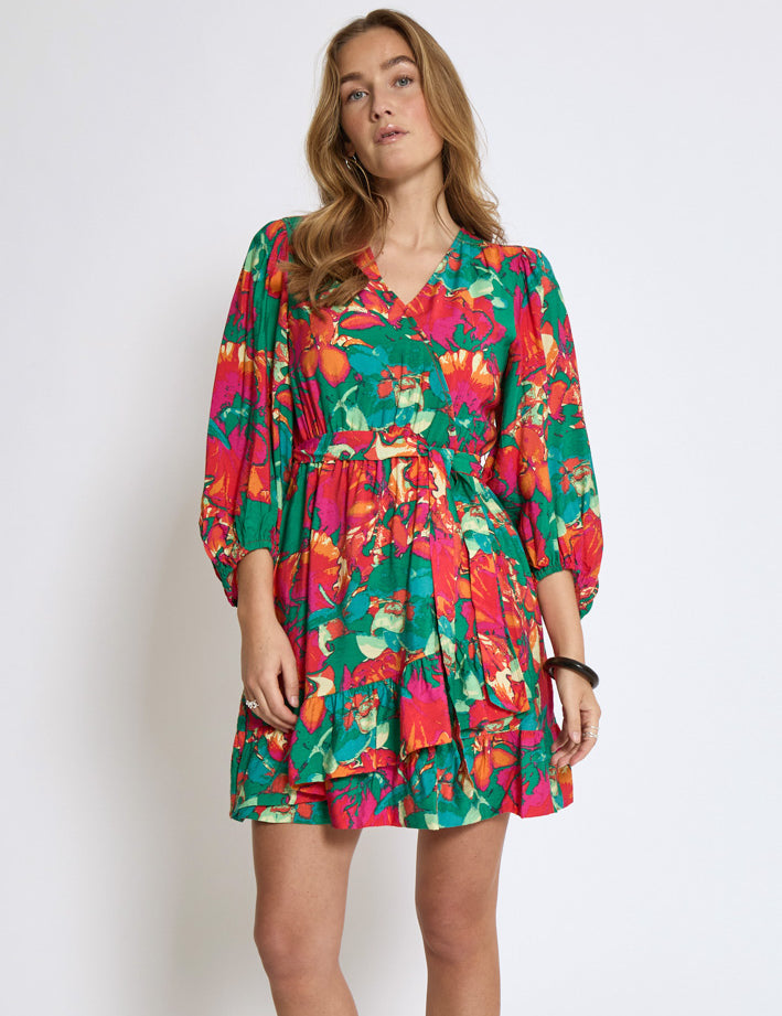 Minus MSThilda Wrap Dress Dress 7220P Teaberry Pink Print
