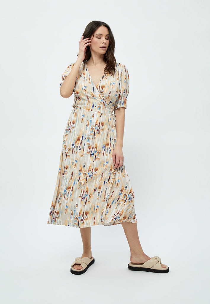Peppercorn Mahogany Mena Midi Dress Dress 2105P Feather Gray Print