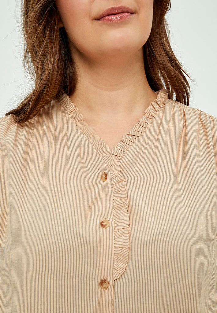 Peppercorn Maibritt Blouse Curve Blouse 0273S Warm Sand Stripe