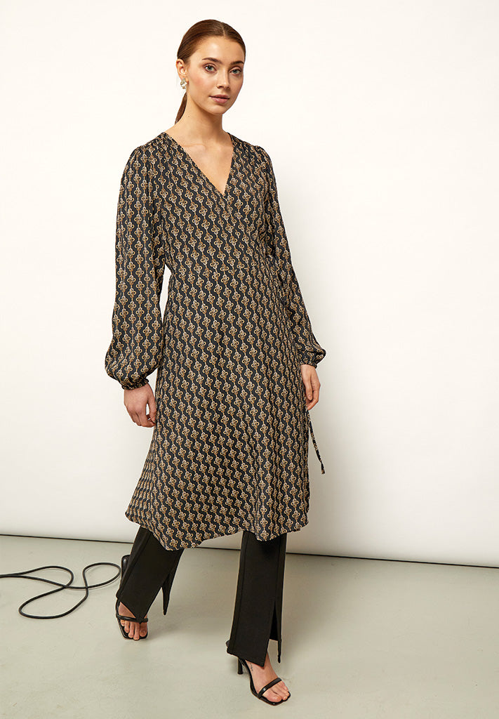 Minus Marceline Midi Wrap Dress Dress 4043P Nomad Sand Print