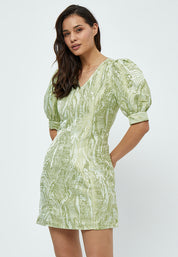 Peppercorn Marcy Jacquard V-Neck Dress Dress 3254P Green Mint Print