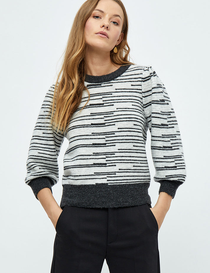 Minus Marilou Knit Pullover Pullover 2323S High-rise Grey Stripe