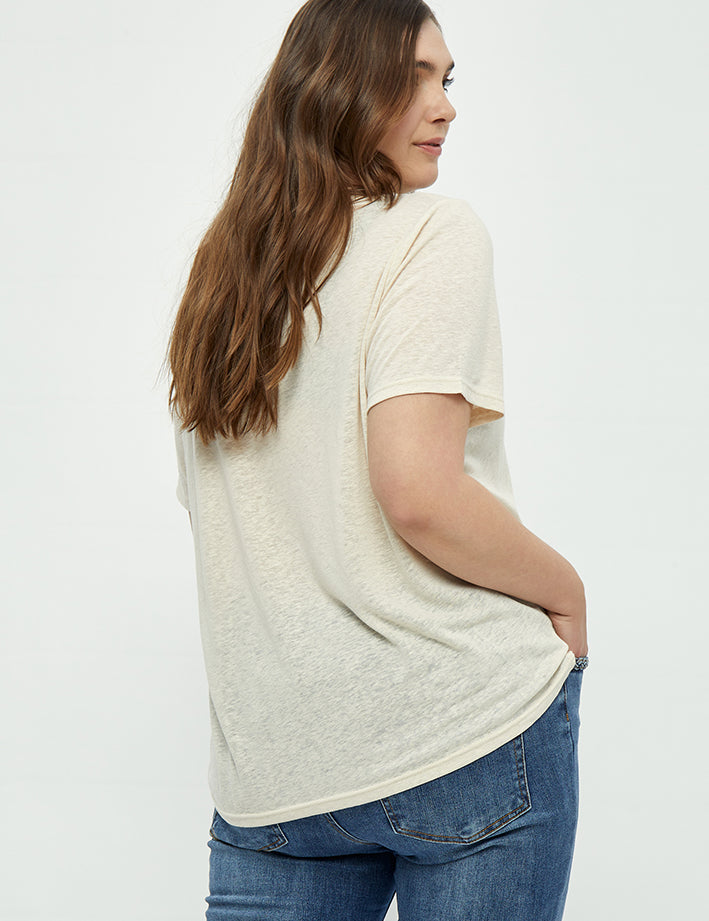 Peppercorn Marina Crochet T-Shirt Curve T-Shirt 0265 Sandshell