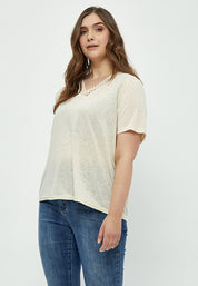 Peppercorn Marina Crochet T-Shirt Curve T-Shirt 0265 Sandshell