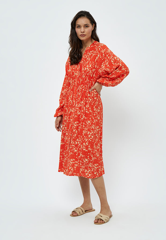 Peppercorn Millie Midi Dress Dress 6722P Intense Orange Print