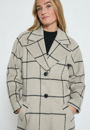 Peppercorn Mina Woolen Belted Coat Coat 2105P Feather Gray Print