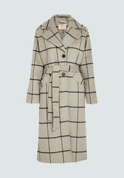 Peppercorn Mina Woolen Belted Coat Coat 2105P Feather Gray Print