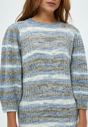 Minus Misja Knit 3/4 Sleeve Dress Dress 1041S Dusty Blue Stripe