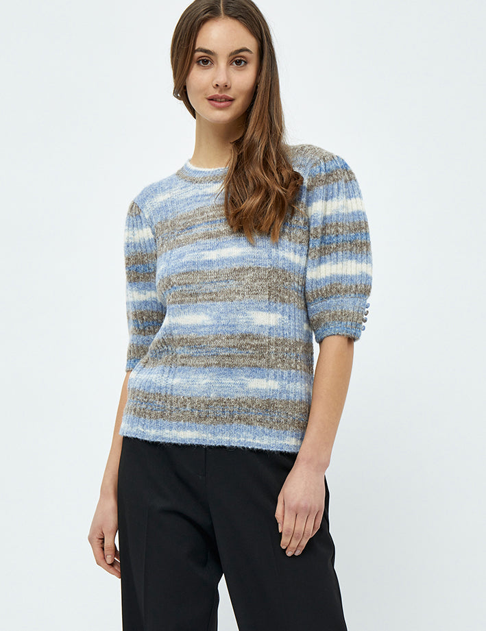 Minus Misja Knit Tee T-Shirt 5024S Royal Blue Stripe