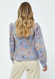 Peppercorn Mitzi Plisse Blouse Blouse 2993P Marina Blue Print