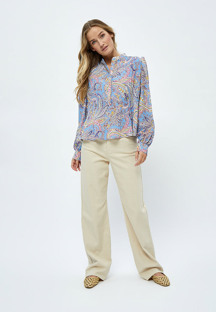 Peppercorn Mitzi Plisse Blouse Blouse 2993P Marina Blue Print