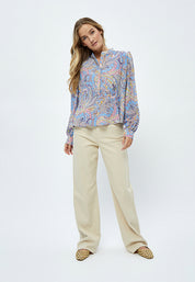 Peppercorn Mitzi Plisse Blouse Blouse 2993P Marina Blue Print
