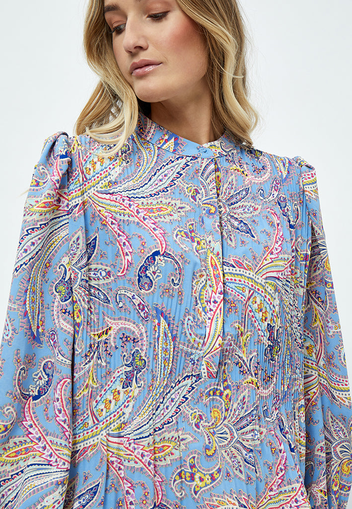 Peppercorn Mitzi Plisse Blouse Blouse 2993P Marina Blue Print