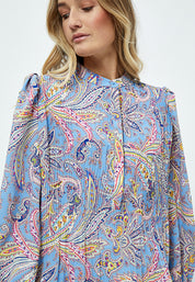 Peppercorn Mitzi Plisse Blouse Blouse 2993P Marina Blue Print