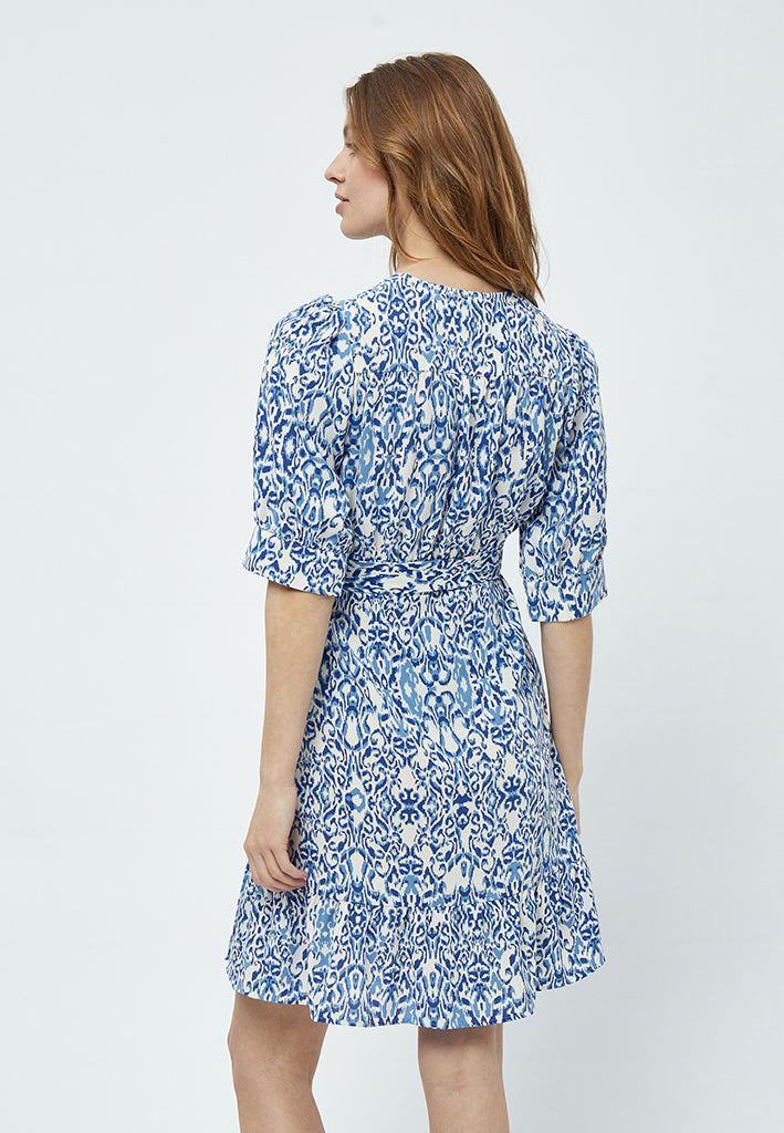 Peppercorn Nicoline Short Wrap Dress Dress 2993P Marina Blue Print