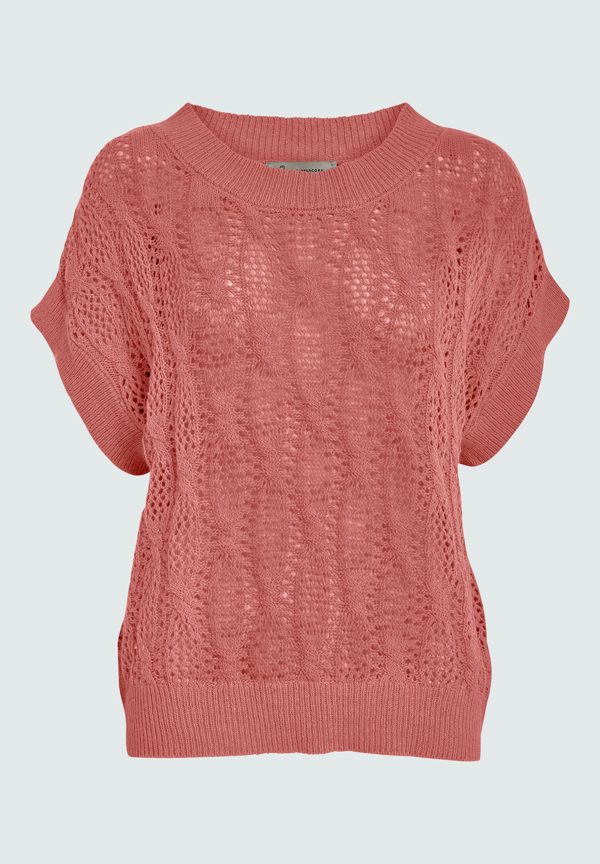 Peppercorn PCAngelica Ajour Knit Top Top 4024 Burnt Coral